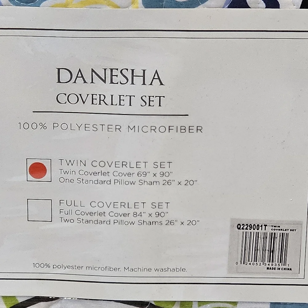 Danesha 2 Piece Twin Coverlet Set Blue Green